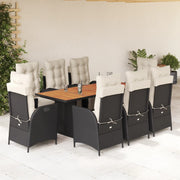 Tuinset 9-delig poly rattan zwart acaciahout