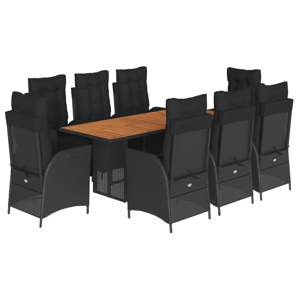9-delige Tuinset poly rattan zwart