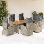 Tuinset 7-delig poly rattan grijs
