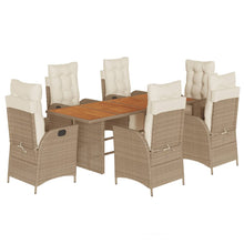 7-Delige Tuinset Met Kussens Poly Rattan 6 beige en crèmekleurig Hout