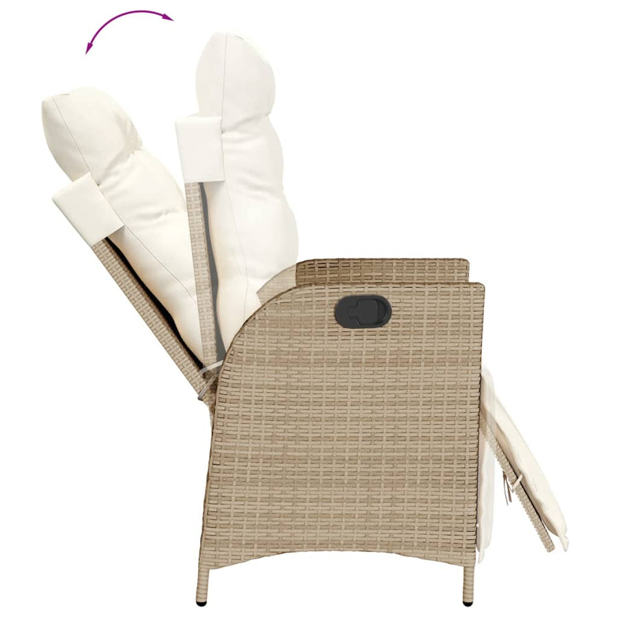 9-Delige Tuinset Met Kussens Poly Rattan 8 beige en crèmekleurig Hout