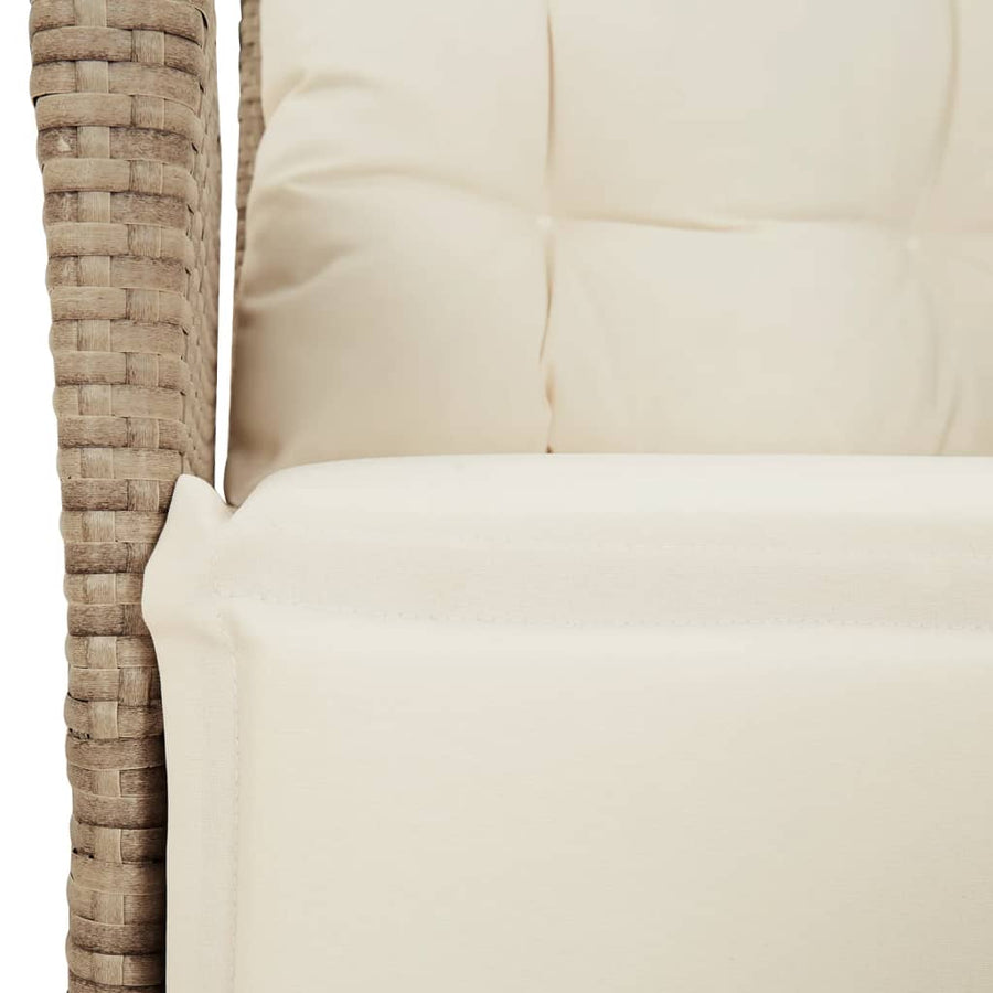 9-Delige Tuinset Met Kussens Poly Rattan 8 beige en crèmekleurig Hout