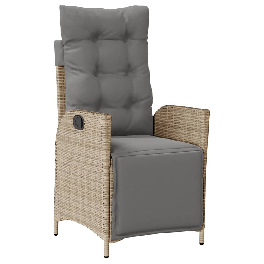 7-Delige Tuinset Met Kussens Poly Rattan 6 Gemengd beige Hout
