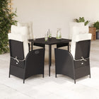 5-piece Garden Set with Cushions, Poly Rattan, Black