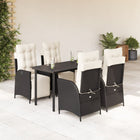 5-piece Garden Set with Cushions, Poly Rattan, Black