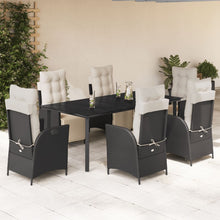 7-Delige Tuinset Met Kussens Poly Rattan Zwart 6 200 cm tafellengte