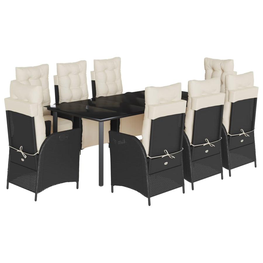 9-Delige Tuinset Poly Rattan Zwart 8 200 cm tafellengte