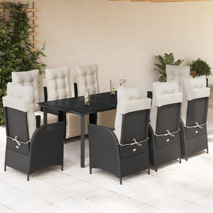 9-Delige Tuinset Poly Rattan Zwart 8 200 cm tafellengte