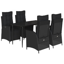 5-Delige Tuinset Met Kussens Poly Rattan Zwart 4 140 cm tafellengte