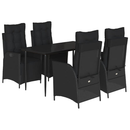 5-Delige Tuinset Met Kussens Poly Rattan Zwart 4 140 cm tafellengte