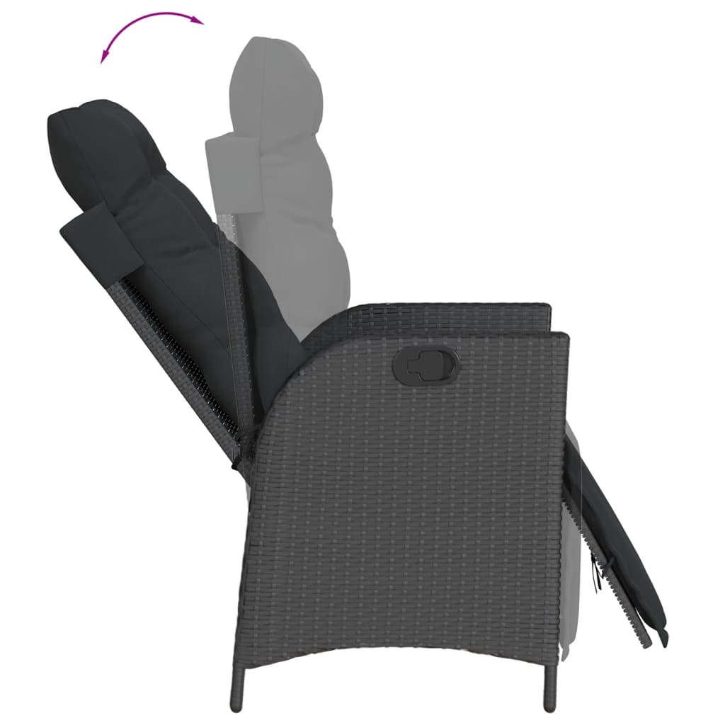 5-Delige Tuinset Met Kussens Poly Rattan Zwart 4 140 cm tafellengte