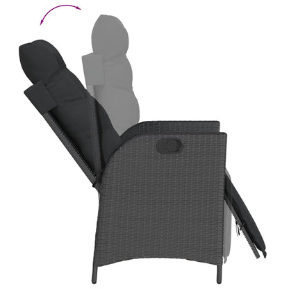 5-Delige Tuinset Met Kussens Poly Rattan Zwart 4 140 cm tafellengte