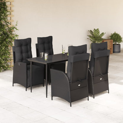 5-Delige Tuinset Met Kussens Poly Rattan Zwart 4 140 cm tafellengte