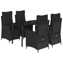 5-delige Tuinset met kussens poly rattan zwart