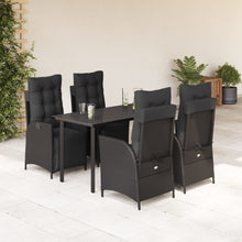 5-delige Tuinset met kussens poly rattan zwart