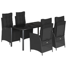 5-delige Tuinset met kussens poly rattan zwart
