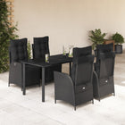 5-piece Garden Set with Cushions, Poly Rattan, Black
