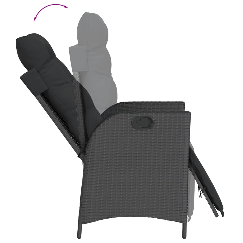 7-Delige Tuinset Met Kussens Poly Rattan Zwart 6 200 cm tafellengte