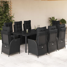 9-Delige Tuinset Poly Rattan Zwart 8 200 cm tafellengte