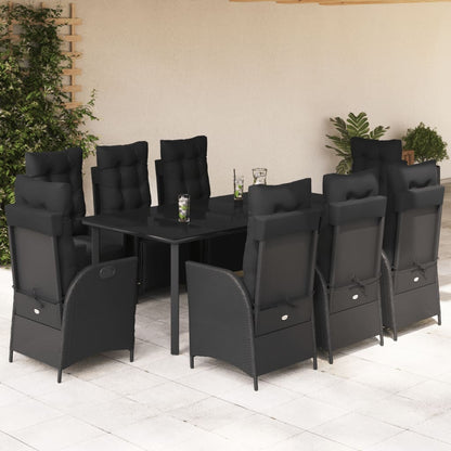 9-Delige Tuinset Poly Rattan Zwart 8 200 cm tafellengte