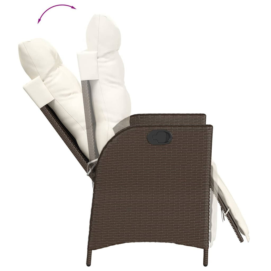 5-Delige Tuinset Met Kussens Poly Rattan Bruin 4 140 cm tafellengte