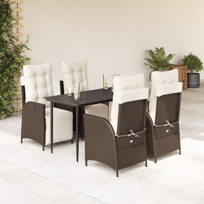 5-Delige Tuinset Met Kussens Poly Rattan Bruin 4 140 cm tafellengte