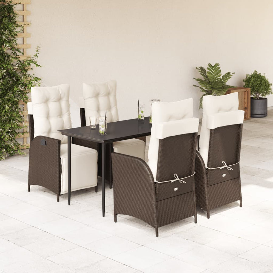 5-Delige Tuinset Met Kussens Poly Rattan Bruin 4 140 cm tafellengte