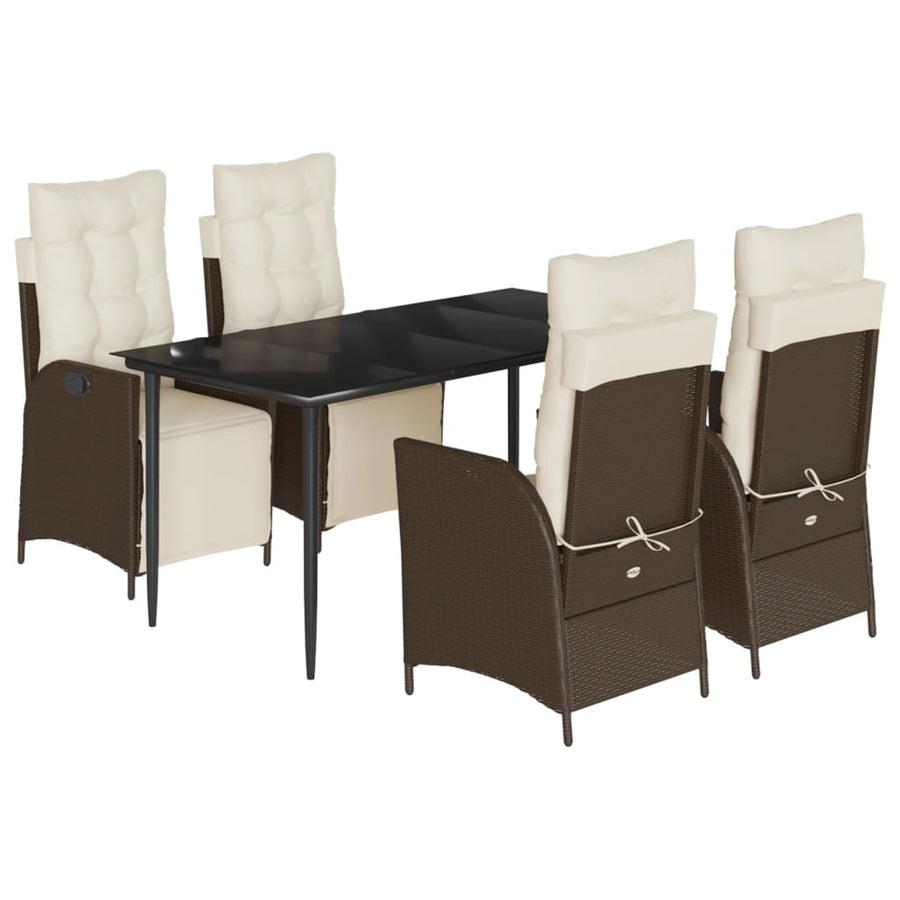5-delige Tuinset met kussens poly rattan bruin