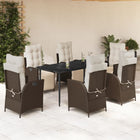 7-piece Poly Rattan Garden Set with Cushions Brown