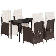 5-delige Tuinset met kussens poly rattan bruin