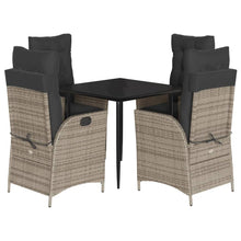 5-delige Tuinset met kussens poly rattan grijs