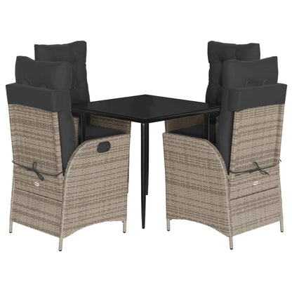 5-delige Tuinset met kussens poly rattan grijs