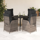 5-piece Garden Set with Cushions Poly Rattan Grey