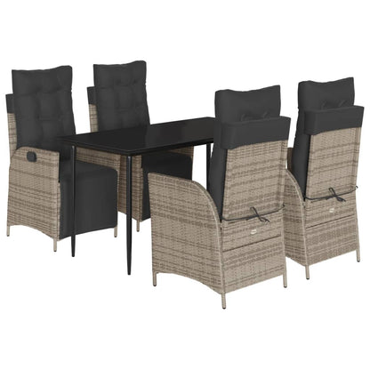 5-Delige Tuinset Met Kussens Poly Rattan Grijs 4 140 cm tafellengte