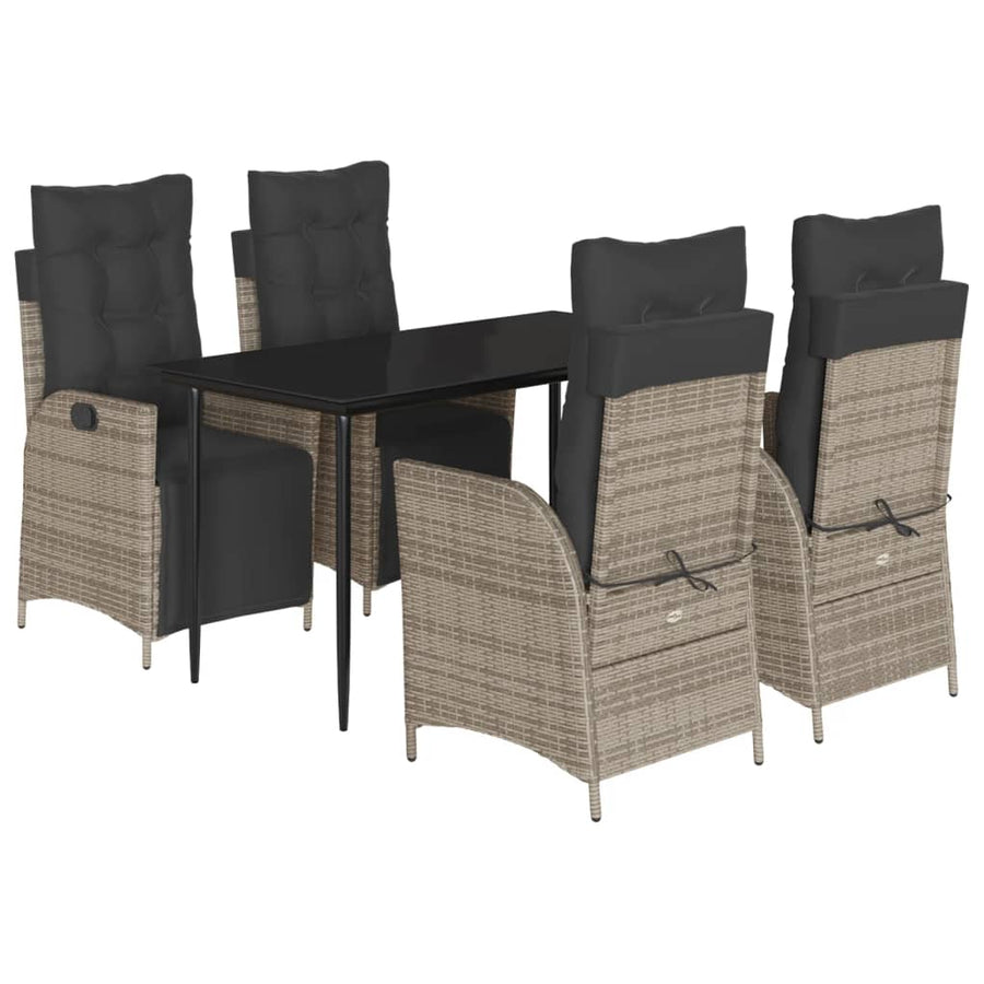 5-Delige Tuinset Met Kussens Poly Rattan Grijs 4 140 cm tafellengte