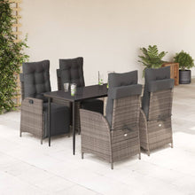 5-Delige Tuinset Met Kussens Poly Rattan Grijs 4 140 cm tafellengte