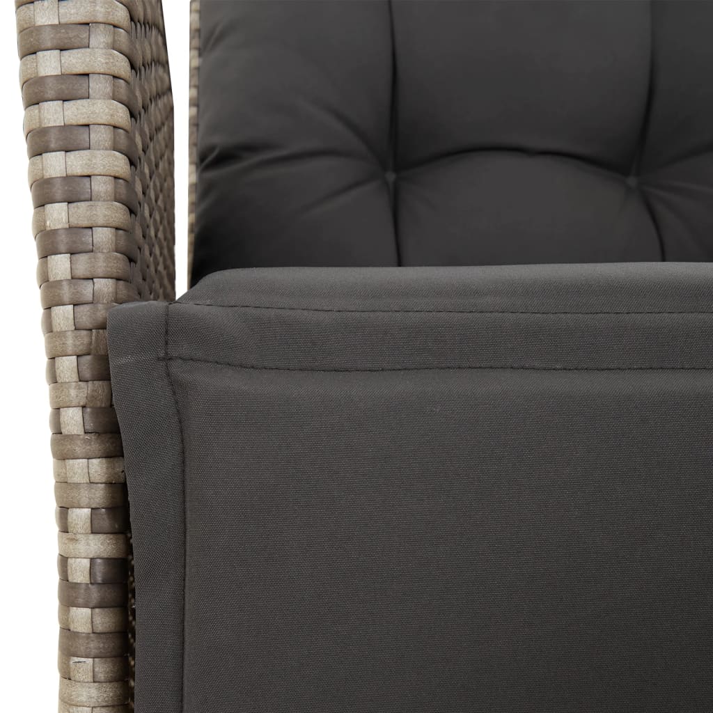5-delige Tuinset met kussens poly rattan grijs