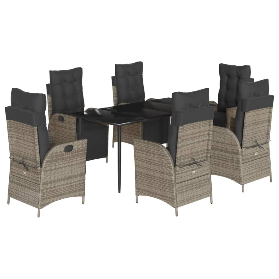 7-Delige Tuinset Met Kussens Poly Rattan Grijs 6 160 cm tafellengte