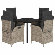 5-delige Tuinset met kussens poly rattan grijs