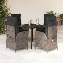 5-delige Tuinset met kussens poly rattan grijs
