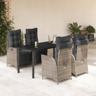 5-piece Garden Set with Cushions Poly Rattan Grey