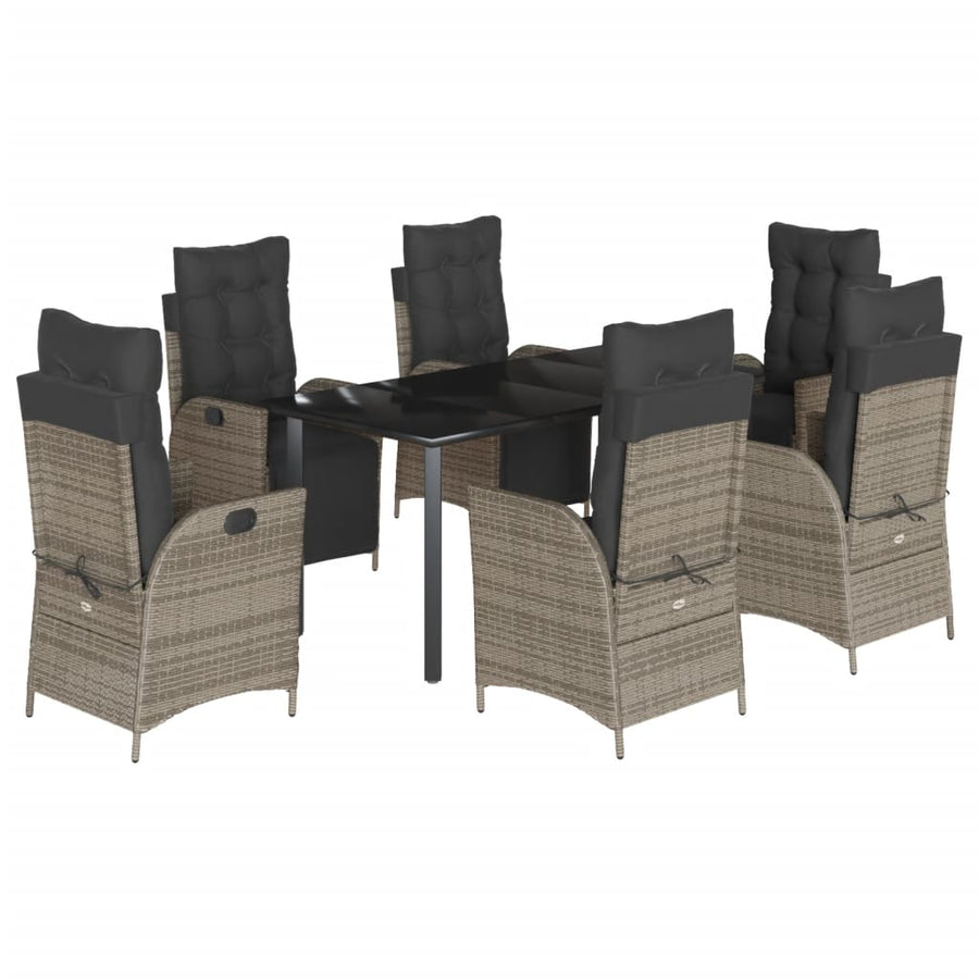 7-Delige Tuinset Met Kussens Poly Rattan Grijs 6 160 cm tafellengte