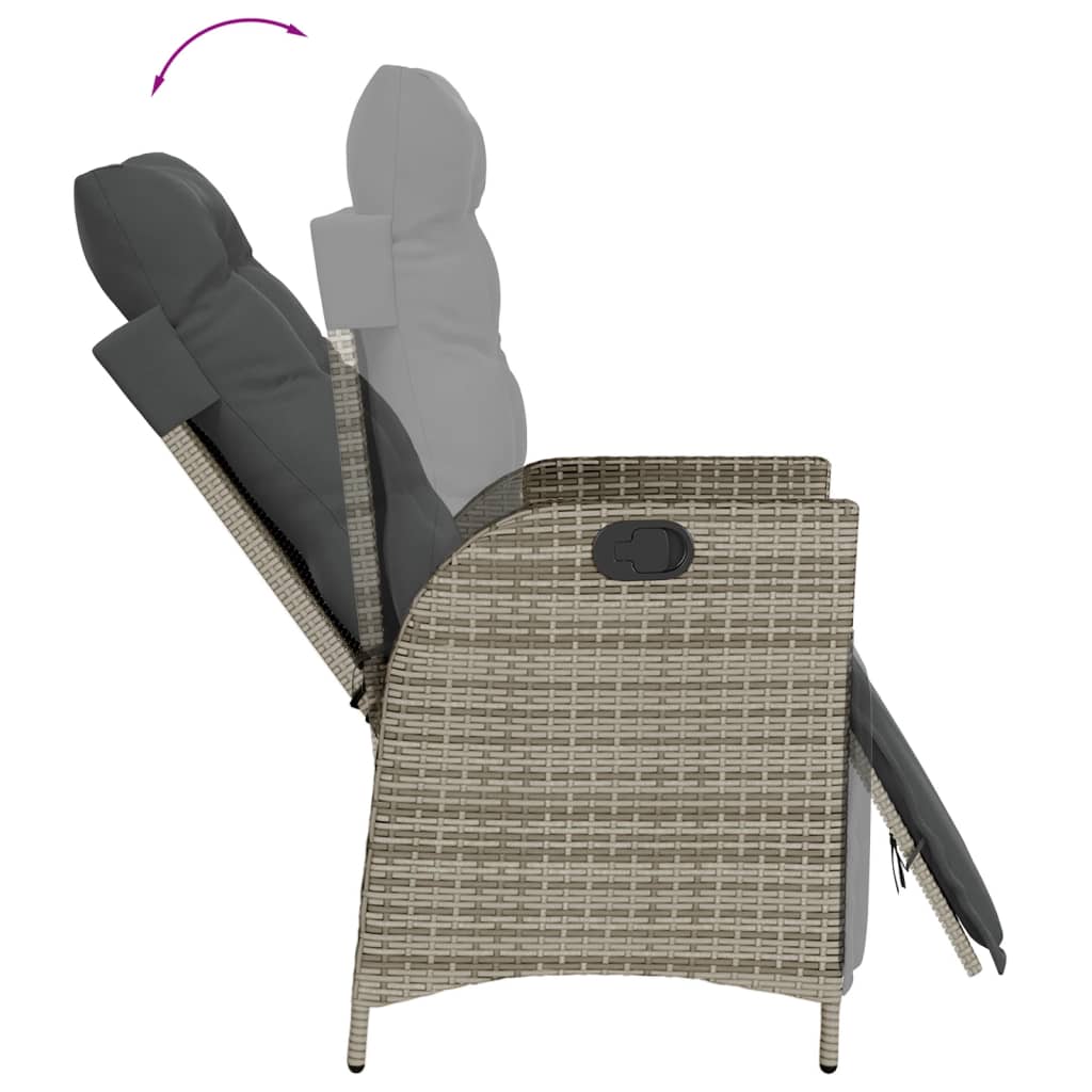 7-Delige Tuinset Met Kussens Poly Rattan Grijs 6 200 cm tafellengte