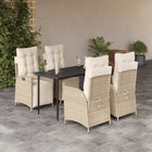 Tuinset 5-delig poly rattan beige met kussens
