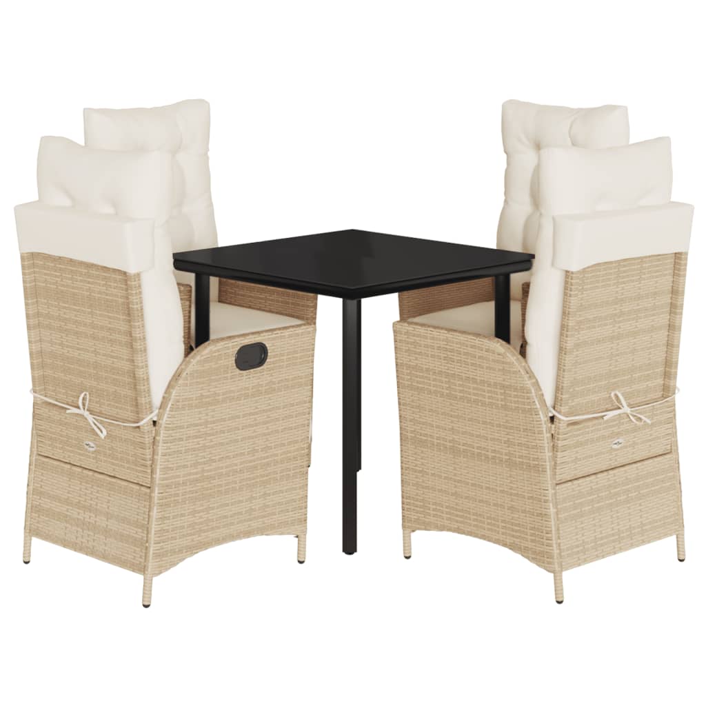 5-delige Tuinset met kussens poly rattan beige