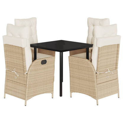 5-delige Tuinset met kussens poly rattan beige