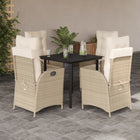 5-piece Garden Set with Cushions, Poly Rattan, Beige
