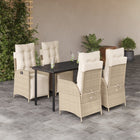 5-piece Garden Set with Cushions, Poly Rattan, Beige