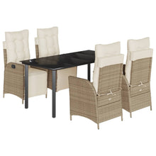 5-delige Tuinset met kussens poly rattan beige