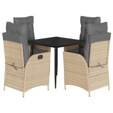 5-delige Tuinset met kussens poly rattan gemengd beige